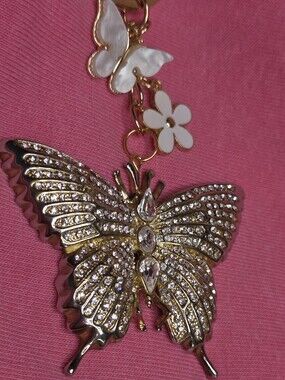 Upcycled Vintage Rhinestone Butterfly Brooch - Now A Stunning Keychain